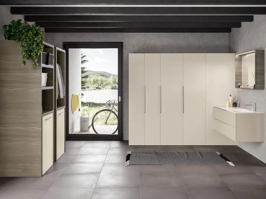 Mobile Lavanderia Airy My Space 09 finitura Greige e Rovere Sabbia di RCR